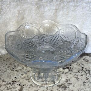 Vintage EAPG Pressed Glass Cake Stand or Candy Dish.